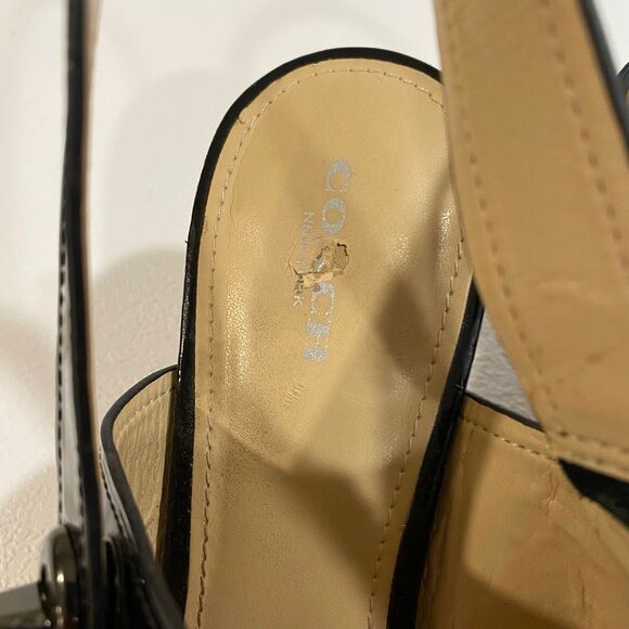 Coach Black Patent Leather Slingback Heels Women’s Size 10B - Picture 4 of 9